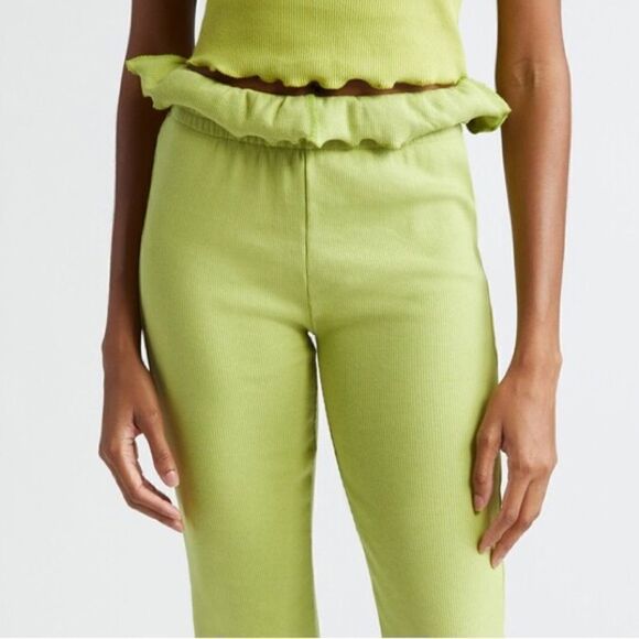 Sammy B NWT Kenny Slim Fit Flared Ribbed Jersey Pants in Green - Picture 6 of 11